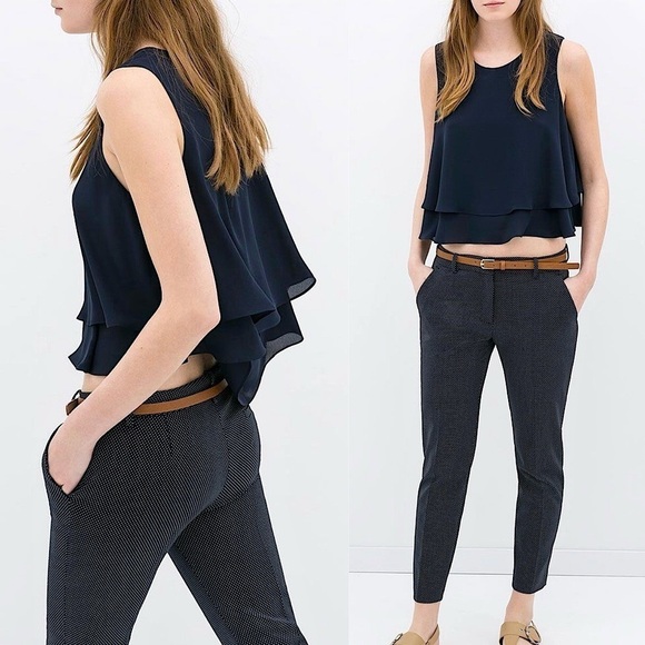 Zara Double Layer Crop Top - Picture 2 of 11